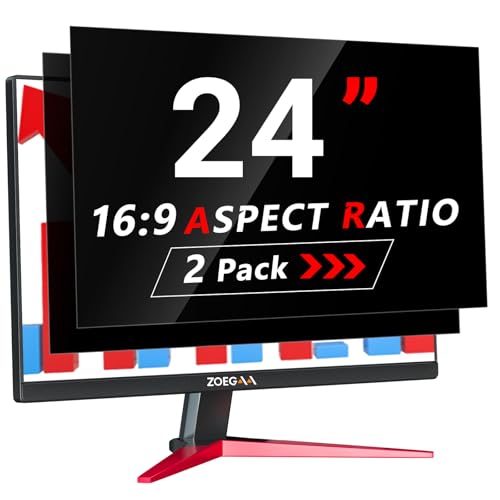 ZOEGAA 2 Stück Blickschutzfolie 24 zoll Monitor 16:9 Entwickelt und Produziert Fabrik,Abnehmbar und Anti-Blaulicht Blickschutzfolie 24 Zoll Monitor für 24" HP Dell Acer Asus Samsung Lenovo von ZOEGAA