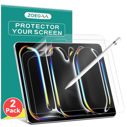 ZOEGAA 2 Stück Papier Schutzfolie für iPad Pro 13(2024)M4, Matte iPad Pro 2024 Schutzfolie Papier,Paper iPad Pro 13 zum Zeichnen, Schreiben&Notizen Machen,Anti-Glare&Anti-Fingerprint iPad Papierfolie von ZOEGAA