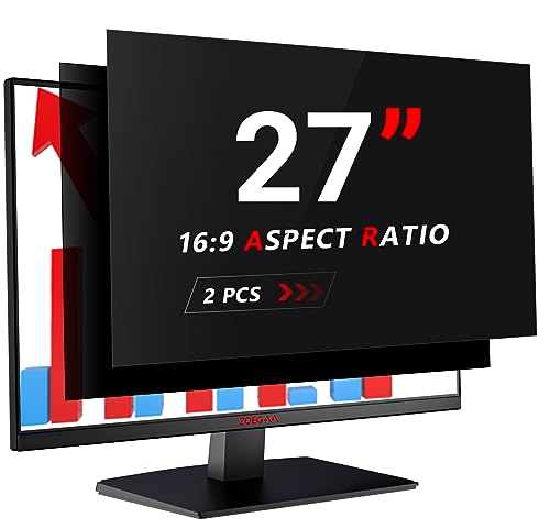 ZOEGAA[2 Stück]Sichtschutzfolie 27 Zoll Monitor Blickschutzfolie Seitenverhältnis 16:9,Anti Blaulicht Blendschutz Computer Monitor Sichtschutz 27 Zoll,Abnehmbarer Blickschutzfilter für 27 Zoll Monitor von ZOEGAA