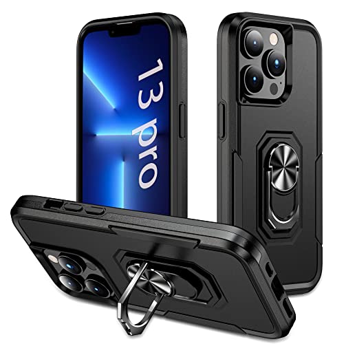 ZOEII Handyhülle, for iPhone 13 pro Premium TPU Case, 13 pro 5g Handyhülle Scratch-Resistant, Shockproof Case, Soft,with Ring, (schwarz von ZOEII