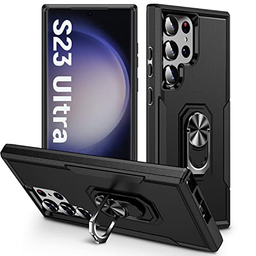 ZOEII Schutzhülle für Galaxy S23 Ultra, Schwarz, Samsung S23 Ultra Hülle, mit Ständer [Militärischer Fallschutz] Hülle für Samsung S 23 Ultra, 17,3 cm (6,8 Zoll) von ZOEII
