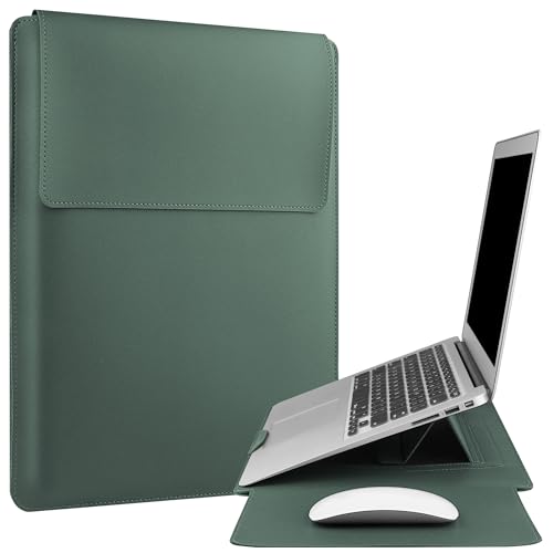 ZOENHWA 15 16 Zoll Laptop Hülle mit Verstellbarem Ständer Kompatibel mit 16'' MacBook Pro /15.4'' MacBook Pro /15'' Surface Laptop 3, More Others 15''-16'wasserdichte Laptop Tasche,Grün von ZOENHWA