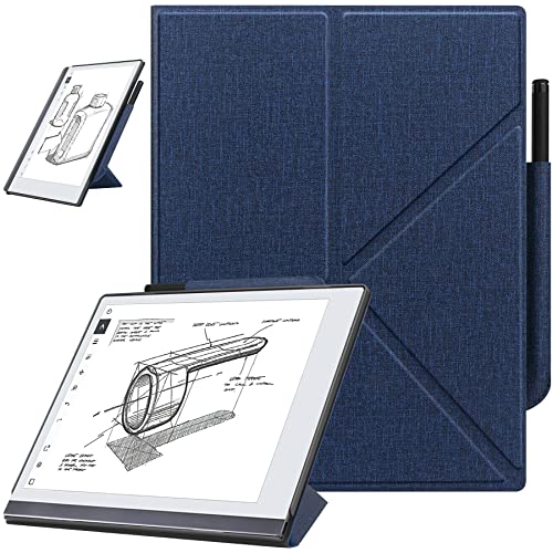 ZOENHWA Hülle für Remarkable 2 10.3" (2020 veröffentlichtes) – mit stabilem Klappständer und Stifttasche, Remarkable 2 10.3 Zoll Digital Paper Tablet Cover, (Nicht für Remarkable 1)-Dunkelblau von ZOENHWA