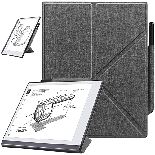 ZOENHWA Hülle für Remarkable 2 10.3" (2020 veröffentlichtes) – mit stabilem Klappständer und Stifttasche, Remarkable 2 10.3 Zoll Digital Paper Tablet Cover, (Nicht für Remarkable 1)-grau von ZOENHWA