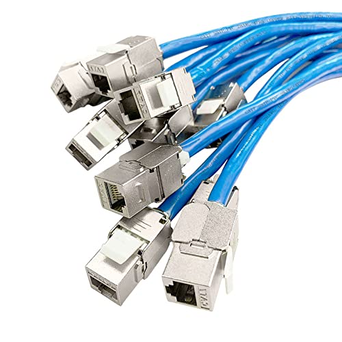 ZOERAX 12 Stück Cat6a Cat7 Keystone Jack Cat7 RJ45 STP werkzeugloser Typ Zinklegierung Modulbuchsen Adapter Koppler für 22 bis 26 AWG Solid oder Litzen S/FTP Ethernet-Kabel von ZOERAX