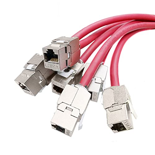 ZOERAX 6 Stück Cat6a Cat7 Keystone Jack Cat7 RJ45 STP werkzeugloser Typ Zinklegierung Modulbuchsen Adapter Koppler für 22 bis 26 AWG Solid oder Litzen S/FTP Ethernet-Kabel von ZOERAX