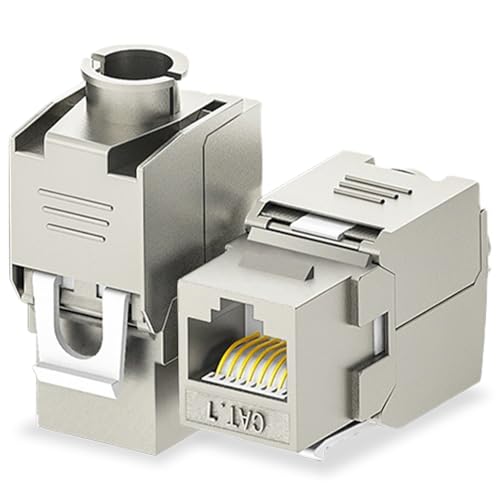 ZOERAX Cat7 Cat6a Keystone Jack Cat 7 RJ45 STP werkzeugloser Typ Zinklegierung Modulbuchsen Adapter Kupplung für 22 bis 26 AWG Solid oder Litzen S/FTP Ethernet-Kabel, 24 Stück ZOERAX Cat7 Cat6a Keystone Jack Cat 7 RJ45 STP werkzeugloser Typ Zinklegierung Modulbuchsen Adapter Kupplung für 22 bis 26 AWG Solid oder Litzen S/FTP Ethernet-Kabel, 24 Stück von ZOERAX