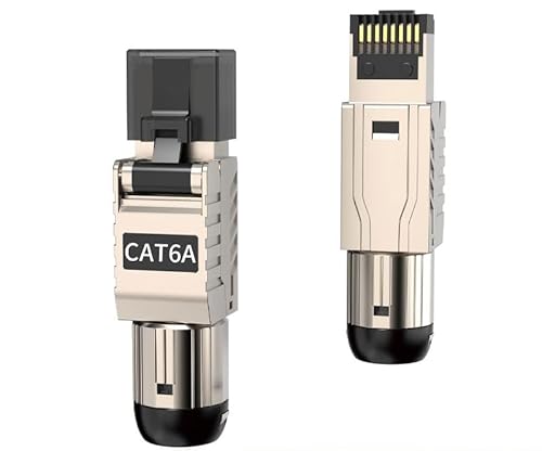 ZOERAX 2er-Pack CAT8 RJ45-Stecker (40G/2000MHz) – Werkzeuglose Steckverbinder, doppelt geschirmt für 22-24AWG abgeschirmte LAN-Kabel – Kompatibel mit Cat6A/Cat7 – PoE+ & EMI-Schutz von ZOERAX