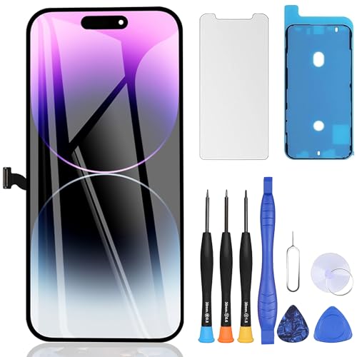 ZOETEC Bildschirm Ersatz für iPhone 14 Pro Max LCD Display 6,7 Zoll Full HD 3D Touch Digitizer Montage mit Reparatur-Werkzeug-Kit, wasserdicht Kleber, gehärtetes Glas von ZOETEC