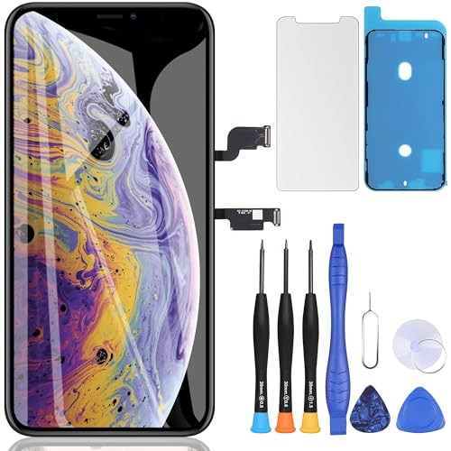 ZOETEC Bildschirm-Ersatz für iPhone Xs Max, 16,5 cm (6,5 Zoll) LCD Full HD Retina Display COF Touchscreen Digitizer Rahmen Montage mit Reparaturwerkzeug-Kits, wasserdicht, selbstklebend, gehärtetes von ZOETEC