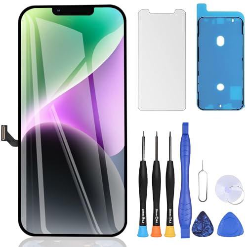 ZOETEC Display für iPhone 14 Bildschirm Ersatz 6,1 Zoll LCD Full HD Retina COF 3D Touchscreen Digitizer Montage mit Reparaturwerkzeugen, wasserdichter Klebstoff, gehärtetes Glas von ZOETEC