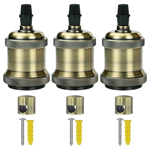 ZOHAR 3er E27 Vintage Lampenfassung mit 3er Aluminium Wand- und Deckenpins Set Lampenhalter aus Aluminium Industrie Retro Fassung Glühbirnenfassung, Buchse Adapter für Edison Schraub Glühbirne DIY ZOHAR 3er E27 Vintage Lampenfassung mit 3er Aluminium Wand- und Deckenpins Set Lampenhalter aus Aluminium Industrie Retro Fassung Glühbirnenfassung, Buchse Adapter für Edison Schraub Glühbirne DIY von ZOHAR