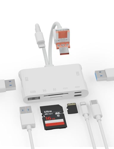 Micro SD Kartenleser,7-in-1 SD Kartenleser & USB OTG Adapter mit Micro SD & SD Kartensteckplätzen Speicherkartenleser für iPhone/iPad, USB C und USB A Geräte unterstützt SDHC/SDXC/MMC von ZOIOT