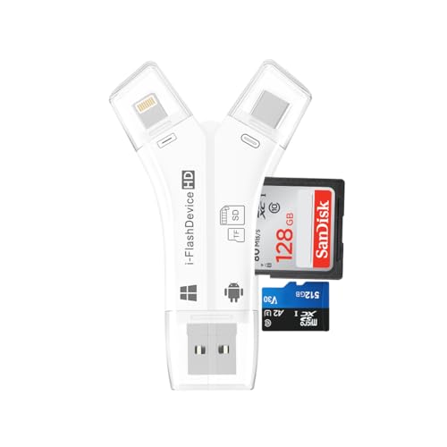 Kartenleser USB2.0 SD Kartenleser 3 in 1 SD Kartenleser USB C die Beide SD TF-Speicher Gleichzeitig Liest Kompatibel mit iPhone/Android/Windows/macOS usw (Weiß) von ZOIOT