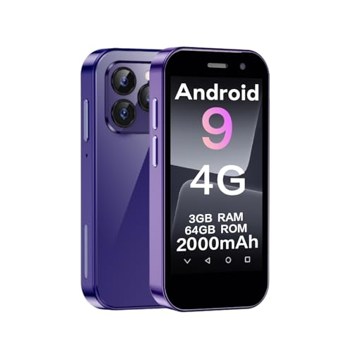 ZOKOE Mini Handy Smartphone für Kinder 3-Zoll-Bildschirm 2000 mAh 3GB RAM 64GB ROM 2.0+5.0MP Gesicht entsperren 4G kein Vertrag Telefon (lila,3GB+64GB) von ZOKOE