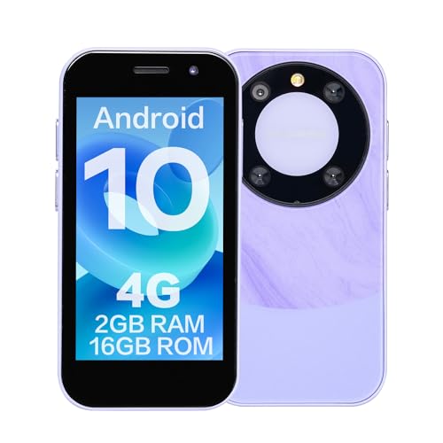 ZOKOE P60pro Mini Handy Smartphone für Kinder 3-Zoll-Bildschirm 2000 mAh 2GB RAM 16GB ROM 2.0+5.0MP Gesicht entsperren 4G kein Vertrag Telefon(Purple) von ZOKOE