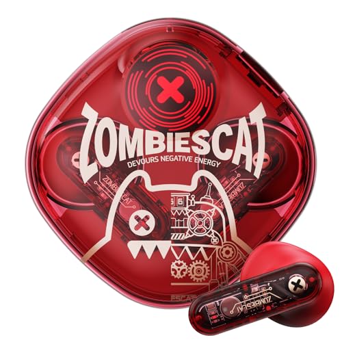 ZOMBIES CAT In Ear KopfhöRer Bluetooth 5.3 Touch Control In Ear OhrhöRer Mit 4 Mikrofon Exklusive Lichteffekte Intensiver Bass Kabellose KopfhöRer FüR IOS Android, B2 Rot von ZOMBIES CAT