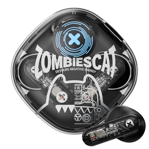 ZOMBIES CAT In Ear KopfhöRer Bluetooth 5.3 Touch Control In Ear OhrhöRer Mit 4 Mikrofon Exklusive Lichteffekte Intensiver Bass Kabellose KopfhöRer FüR IOS Android, B2 Schwarz von ZOMBIES CAT