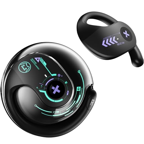 ZOMBIES CAT Open Ear Kopfhörer, Kopfhörer Kabellos Bluetooth 5.3 kopfhörer mit Mikrofon für klare Anrufe, spezielles Umhängeband, IPX5, wasserdichte Kopfhörer für Sporttraining, B7 Schwarz von ZOMBIES CAT