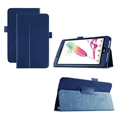 Ultra Thin Slim Folio Ständer Sleep/Wake up Leder Schutzhülle Smart Cover für LG G Pad f 8.0 Tablet [at & T 4 G LTE Modell v495 und T-Mobile 4 G LTE Modell v496, 2015 Version] 2-Dark Blue von ZOMPC