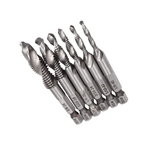 ZONADAH 6-teiliges Gewindebohrer-Set mit Gewindestift, titanbeschichtet, Sechskantschaft, HSS-Schraube, Spiralspitze, Bohrergröße 1/8 Zoll, 5/32 Zoll, 3/16 Zoll, 1/4 Zoll, 5/16 Zoll und 3/8 Zoll ZONADAH 6-teiliges Gewindebohrer-Set mit Gewindestift, titanbeschichtet, Sechskantschaft, HSS-Schraube, Spiralspitze, Bohrergröße 1/8 Zoll, 5/32 Zoll, 3/16 Zoll, 1/4 Zoll, 5/16 Zoll und 3/8 Zoll von ZONADAH