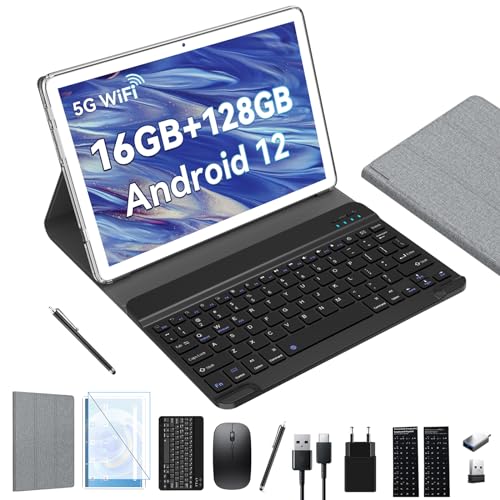 ZONKO Tablet 10 Zoll 16(8+8) GB RAM+128GB ROM 1TB TF,5GWiFi 13MP 7000mAh Octa-Core 2,0GHz Android mit Tastatur Maus,SD BT GMS Typ-c |Silber| von ZONKO