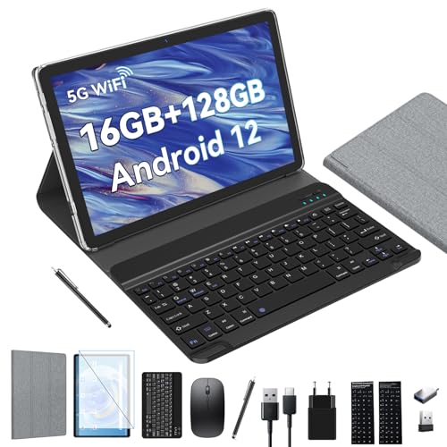 ZONKO Tablet 10 Zoll 2-in-1 Tablet mit Tastatur, 5G WiFi Android Tablett, 16(8+8) GB RAM+128GB ROM (1TB TF),7000mAh,Octa-core 2.0GHz,1080P FHD Video,13MP Kamera,Bluetooth/Typ-c/GMS (Schwarz) von ZONKO