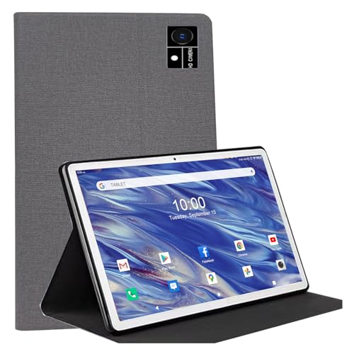 ZONKO Tablet hülle 10 Zoll Lederhülle für D115, 10.1'' Touch Tablet Leicht, Stoßfest Schutzhülle aus Leder (Grau) von ZONKO