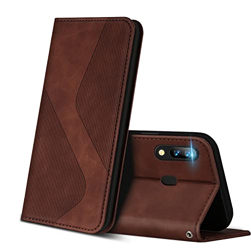 ZONNAVI Hülle für Huawei P Smart 2019, PU Leder Handyhülle mit Kartenfächer und Standfunktion, Lederhülle Flip Wallet Case Schutzhülle für Huawei P Smart 2019 (Braun) von ZONNAVI