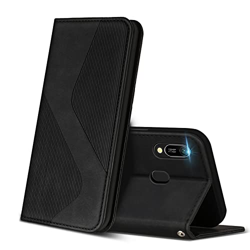 ZONNAVI Hülle für Huawei Y6 2019, PU Leder Handyhülle mit Kartenfächer und Standfunktion, Lederhülle Flip Wallet Case Schutzhülle für Huawei Y6 2019 (Schwarz) von ZONNAVI