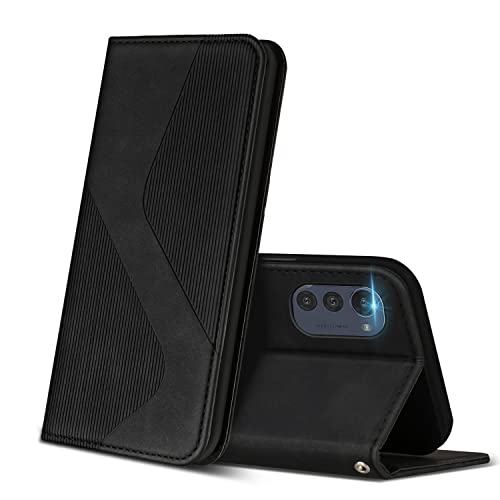 ZONNAVI Hülle für Moto E32 / Moto E32s, PU Leder Handyhülle mit Kartenfächer und Standfunktion, Lederhülle Flip Wallet Case Schutzhülle für Motorola Moto E32 / Moto E32s (Schwarz) von ZONNAVI