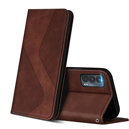 ZONNAVI Hülle für Moto Edge 20, PU Leder Handyhülle mit Kartenfächer und Standfunktion, Lederhülle Flip Wallet Case Schutzhülle für Motorola Moto Edge 20 (Braun) von ZONNAVI