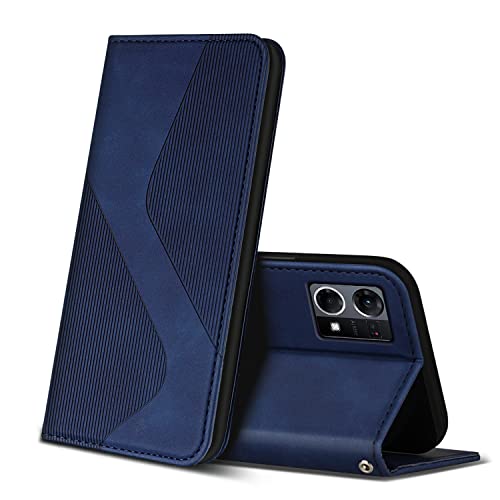 ZONNAVI Hülle für Oppo Reno 7 4G, PU Leder Handyhülle mit Kartenfächer und Standfunktion, Lederhülle Flip Wallet Case Schutzhülle für Oppo Reno 7 4G (Blau) von ZONNAVI