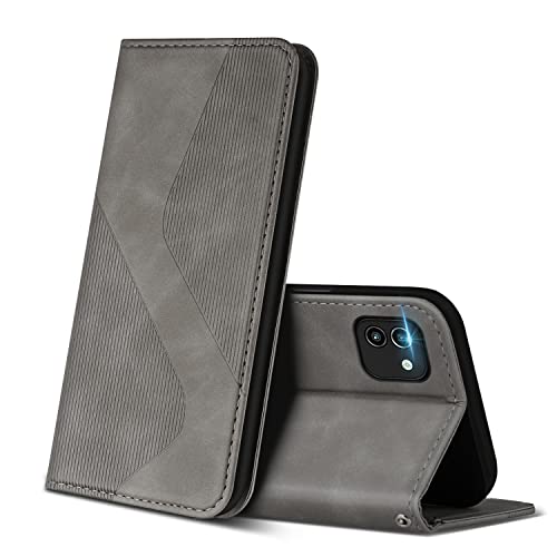 ZONNAVI Hülle für Samsung Galaxy A03, PU Leder Handyhülle mit Kartenfächer und Standfunktion, Lederhülle Flip Wallet Case Schutzhülle für Samsung A03 (Grau) von ZONNAVI
