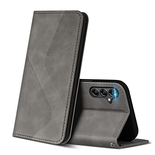 ZONNAVI Hülle für Samsung Galaxy A34 5G, PU Leder Handyhülle mit Kartenfächer und Standfunktion, Lederhülle Flip Wallet Case Schutzhülle für Samsung A34 5G (Grau) von ZONNAVI