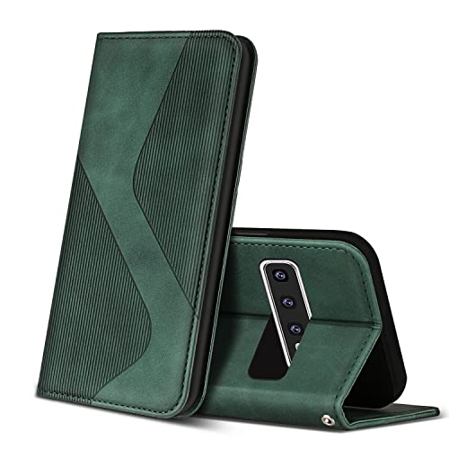 ZONNAVI Hülle für Samsung Galaxy S10 Plus, PU Leder Handyhülle mit Kartenfächer und Standfunktion, Lederhülle Flip Wallet Case Schutzhülle für Samsung Galaxy S10 Plus (Grün) von ZONNAVI