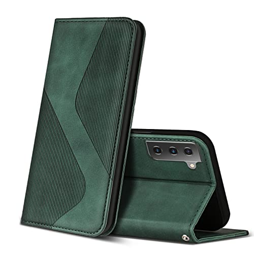 ZONNAVI Hülle für Samsung Galaxy S21 FE, PU Leder Handyhülle mit Kartenfächer und Standfunktion, Lederhülle Flip Wallet Case Schutzhülle für Samsung Galaxy S21 FE (Grün) von ZONNAVI