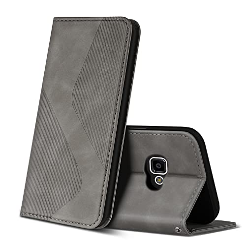 ZONNAVI Hülle für Samsung Galaxy Xcover 4s / Xcover 4, PU Leder Handyhülle mit Kartenfächer, Lederhülle Flip Wallet Case Schutzhülle für Samsung Galaxy Xcover 4s / Xcover 4 (Grau) von ZONNAVI