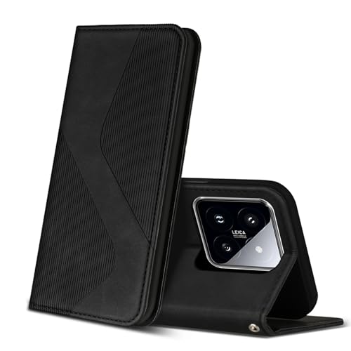 ZONNAVI Hülle für Xiaomi 14, PU Leder Handyhülle mit Kartenfächer und Standfunktion, Lederhülle Flip Wallet Case Schutzhülle für Xiaomi 14 5G (Schwarz) von ZONNAVI