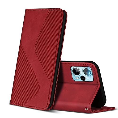 ZONNAVI Hülle für Xiaomi Poco F5 5G, PU Leder Handyhülle mit Kartenfächer und Standfunktion, Lederhülle Flip Wallet Case Schutzhülle für Poco F5 5G (Rot) von ZONNAVI