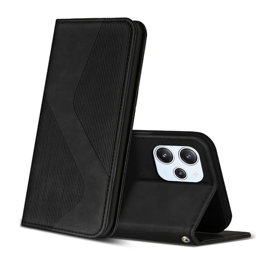 ZONNAVI Hülle für Xiaomi Redmi 12, PU Leder Handyhülle mit Kartenfächer und Standfunktion, Lederhülle Flip Wallet Case Schutzhülle für Redmi 12 (Schwarz) von ZONNAVI