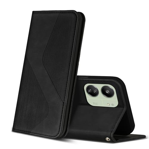 ZONNAVI Hülle für Xiaomi Redmi 13C / Poco C65, PU Leder Handyhülle mit Kartenfächer und Standfunktion, Lederhülle Flip Wallet Case Schutzhülle für Redmi 13C / Poco C65 (Schwarz) von ZONNAVI