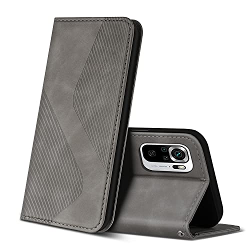 ZONNAVI Hülle für Xiaomi Redmi Note 10 4G / Redmi Note 10S, PU Leder Handyhülle mit Kartenfächer, Flip Wallet Case Schutzhülle für Xiaomi Redmi Note 10 4G / Redmi Note 10S (Grau) von ZONNAVI