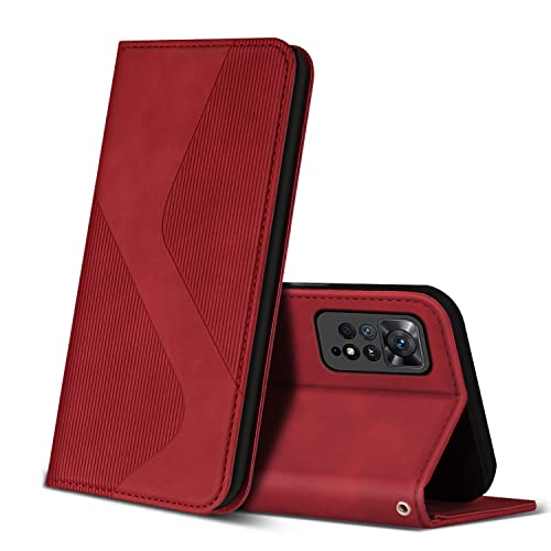 ZONNAVI Hülle für Xiaomi Redmi Note 11 Pro 4G/5G, PU Leder Handyhülle mit Kartenfächer und Standfunktion, Lederhülle Flip Wallet Case Schutzhülle für Xiaomi Redmi Note 11 Pro 4G/5G (Rot) von ZONNAVI