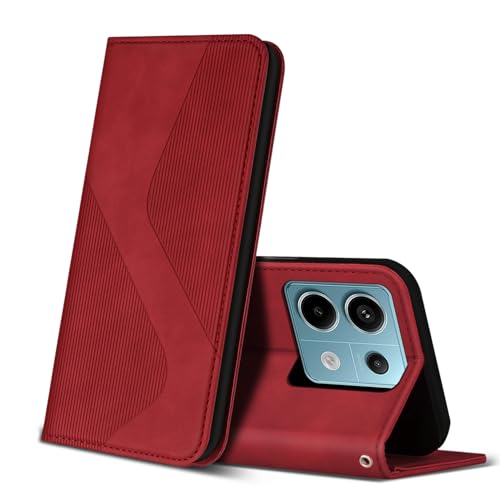 ZONNAVI Hülle für Xiaomi Redmi Note 13 Pro 5G, PU Leder Handyhülle mit Kartenfächer und Standfunktion, Lederhülle Flip Wallet Case Schutzhülle für Redmi Note 13 Pro 5G (Rot) von ZONNAVI
