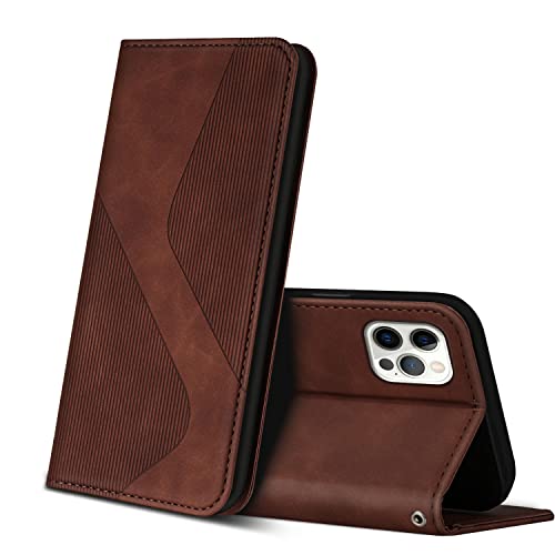 ZONNAVI Hülle für iPhone 12 Pro Max, PU Leder Handyhülle mit Kartenfächer und Standfunktion, Lederhülle Flip Wallet Case Schutzhülle für iPhone 12 Pro Max (Braun) von ZONNAVI