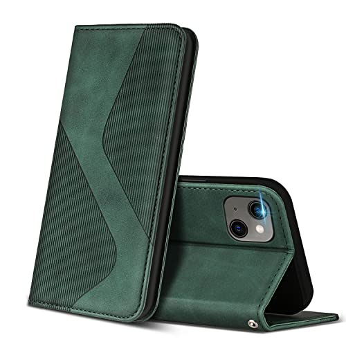 ZONNAVI Hülle für iPhone 13 Mini, PU Leder Handyhülle mit Kartenfächer und Standfunktion, Lederhülle Flip Wallet Case Schutzhülle für iPhone 13 Mini (Grün) von ZONNAVI