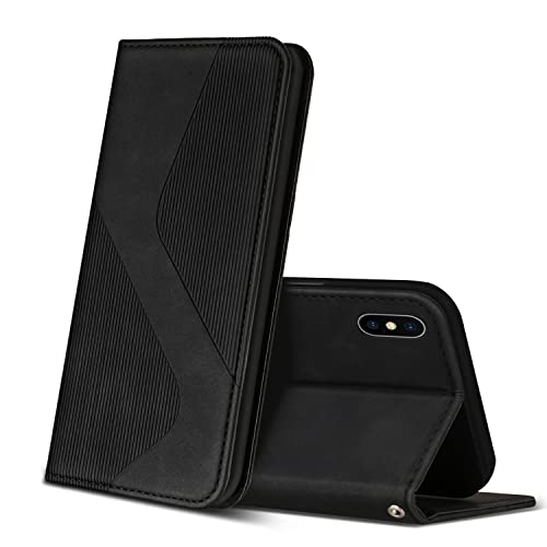 ZONNAVI Hülle für iPhone X/iPhone XS, PU Leder Handyhülle mit Kartenfächer und Standfunktion, Lederhülle Flip Wallet Case Schutzhülle für iPhone X/iPhone XS (Schwarz) von ZONNAVI