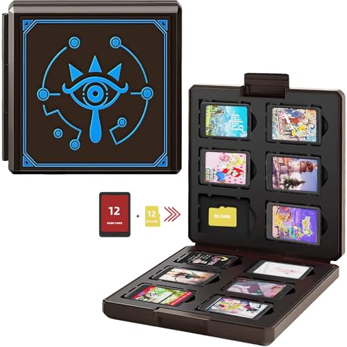 Spiele Card Case für Nintendo Switch, Tragbare und Dünne, Schutzhülle Aufbewahrung Spiele Tasche für 12 Spiele Slots, Speicherkarten Tragetasche für Switch Lite NS NX Game Card (Black Slate Eye) von ZONSUSE