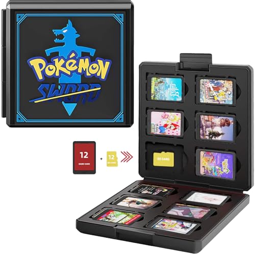 Spiele Card Case für Nintendo Switch, Tragbare und Dünne, Schutzhülle Aufbewahrung Spiele Tasche für 12 Spiele Slots, Speicherkarten Tragetasche für Switch Lite NS NX Game Card (Black Sword) von ZONSUSE